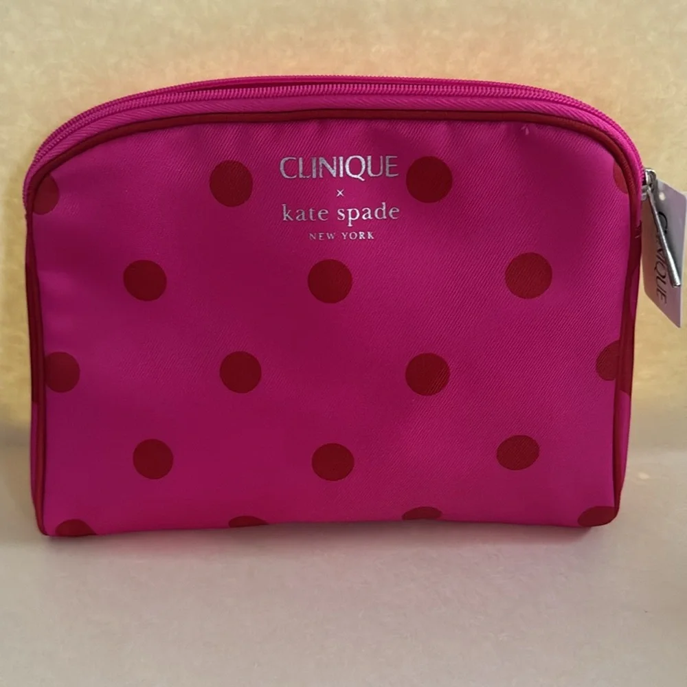 CLINIQUE X KATE SPADE 7p Cleanser Moisture Surge Cream Pop Lipstick Mascara Bag